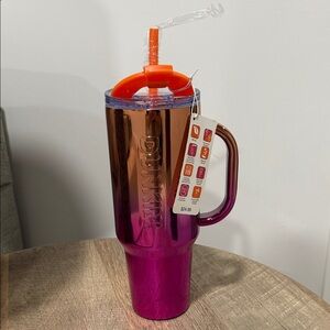 Dunkin' Orange and Purple Tumbler with Straw